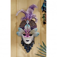 11" Italian Venenetian Art Deco Carnival Wall Masquerade Mask Purple Maiden   253678689342